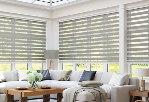 Made-to-measure blinds installed in a modern Lichfield home by Fine Fit Blinds and Shutters.